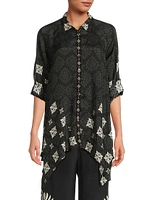 Gemi Geometric Print Button-Front Tunic