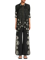 Gemi Geometric Print Button-Front Tunic