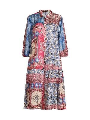 Cornelia Floral Silk Midi-Shirtdress