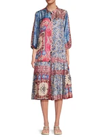 Cornelia Floral Silk Midi-Shirtdress