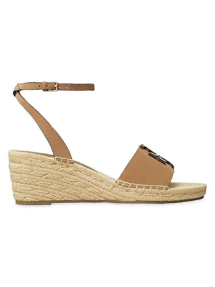 Ines Leather Double T Wedge Espadrille Sandals