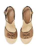 Ines Leather Double T Wedge Espadrille Sandals