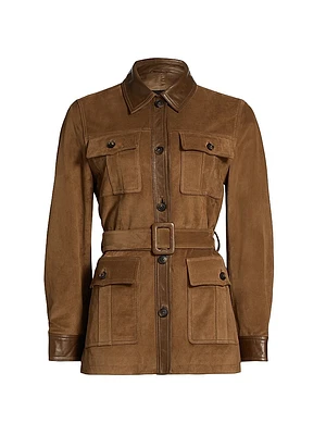 Mila Belted Suede Cargo Jacket
