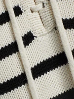 Noemi Stripe Cashmere Hooded Lace-Up Sweater