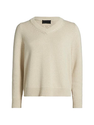 Priya Cotton-Blend V-Neck Sweater