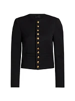 Patti Wool Button-Front Crop Jacket