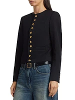 Patti Wool Button-Front Crop Jacket