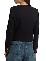 Patti Wool Button-Front Crop Jacket