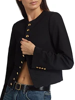 Patti Wool Button-Front Crop Jacket