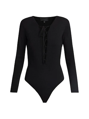 Adalynn Silk Lace-Up Bodysuit