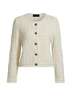 Harry Cashmere Pointelle Button-Front Sweater Jacket