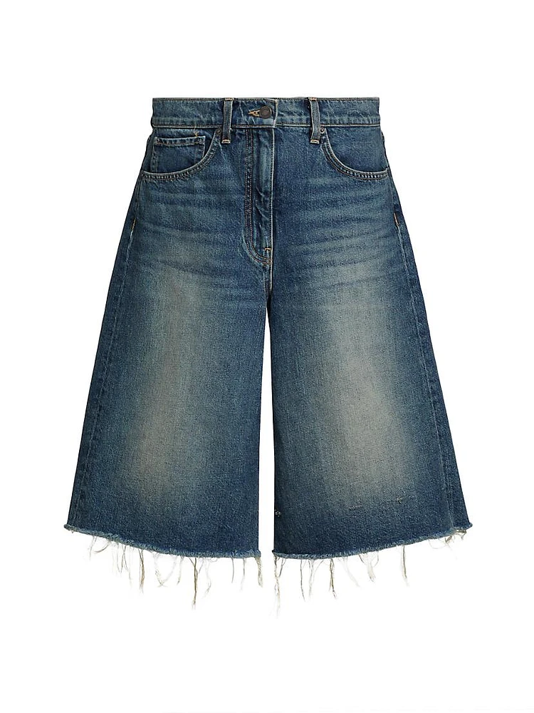 Alona Raw-Edge Denim Culottes