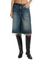 Alona Raw-Edge Denim Culottes