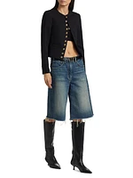 Alona Raw-Edge Denim Culottes