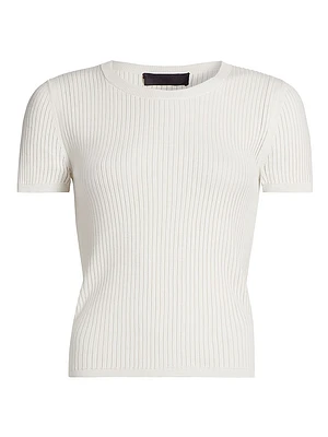 Zandra Crewneck Cotton Short-Sleeve Sweater