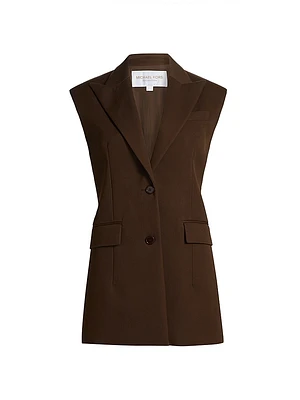 Cotton-Blend Sleeveless Two-Button Vest