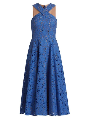 Broderie Anglaise Sleeveless Midi-Dress