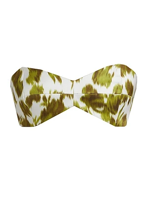 Abstract Floral Satin Bandeau Top