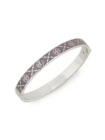 T Monogram Goldtone & Enamel Hinged Bangle