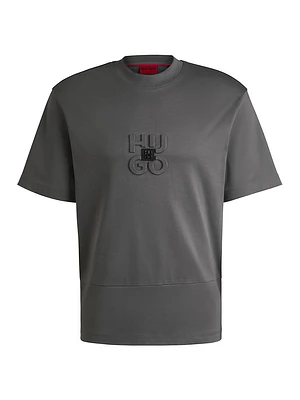 Interlock-Cotton T-Shirt with Stacked Logos