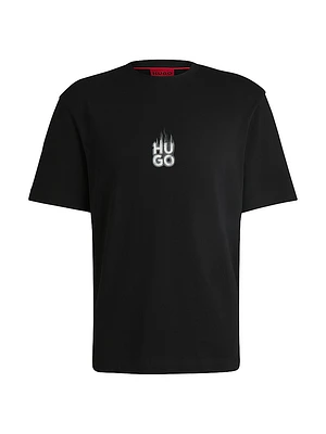 T-Shirt with Stacked Smoke Logo Prints