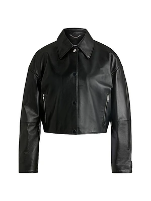 Leather Jacket with Covered Press Studs