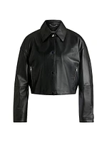 Leather Jacket with Covered Press Studs
