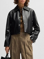 Leather Jacket with Covered Press Studs