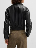 Leather Jacket with Covered Press Studs