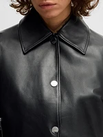 Leather Jacket with Covered Press Studs