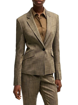 Slim-Fit Blazer Melange Sharkskin Fabric