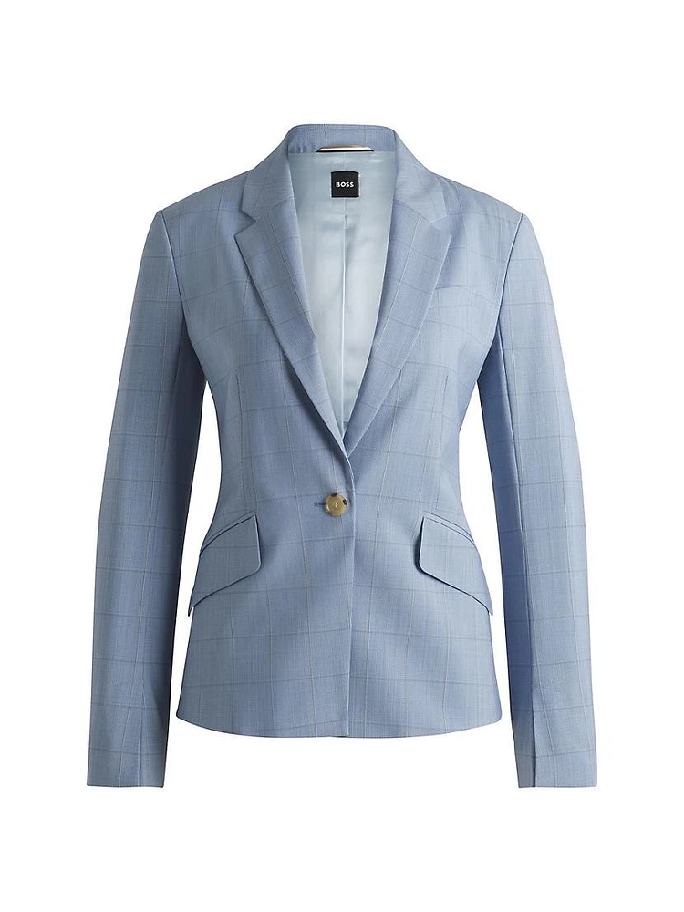 Slim-Fit Blazer Checked Wool