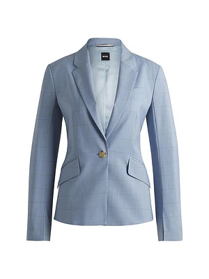 Slim-Fit Blazer Checked Wool