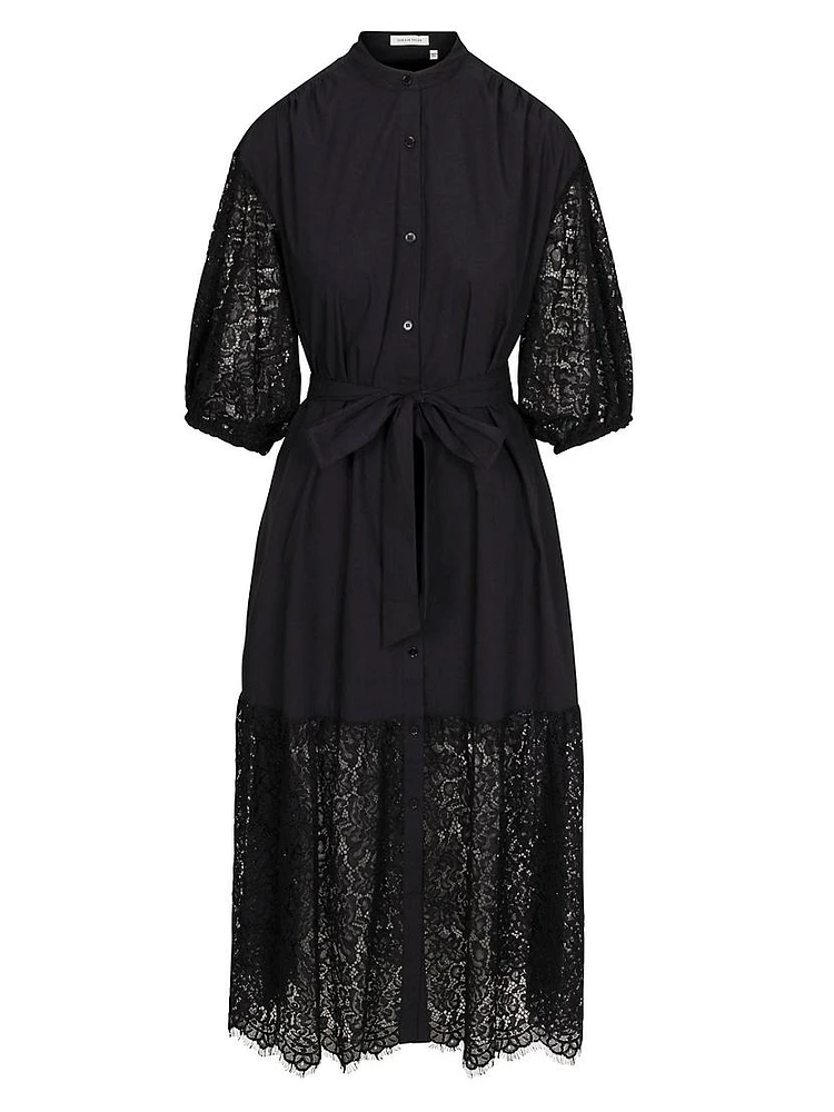 Idun Lace-Trim Shirtdress