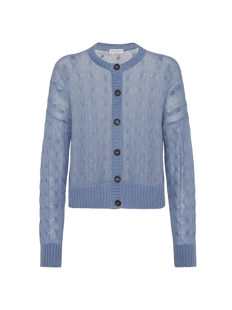 Mohair and Wool Cable Knit Cardigan