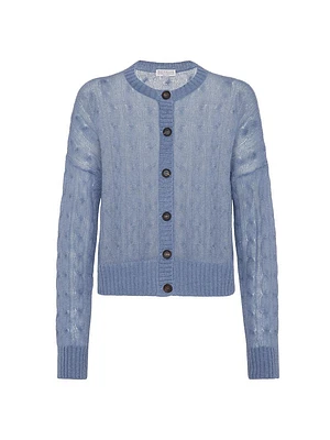 Mohair and Wool Cable Knit Cardigan