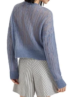Mohair and Wool Cable Knit Cardigan