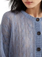 Mohair and Wool Cable Knit Cardigan