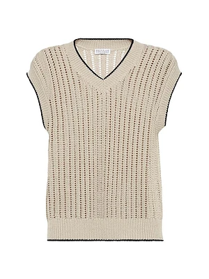 Cotton Openwork Rib Sweater Vest