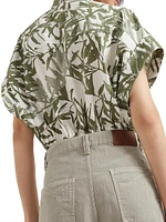 Garment Dyed Cotton and Linen Cover Loose Trousers with Monili