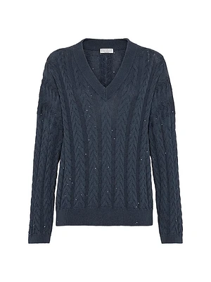Cotton Dazzling Double Cable Sweater
