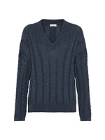 Cotton Dazzling Double Cable Sweater