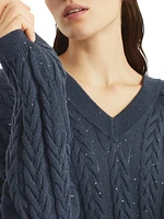 Cotton Dazzling Double Cable Sweater