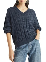 Cotton Dazzling Double Cable Sweater