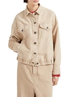 Garment Dyed Cotton and Linen Cover Four Pocket Jacket with Monili