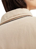 Garment Dyed Cotton and Linen Cover Four Pocket Jacket with Monili