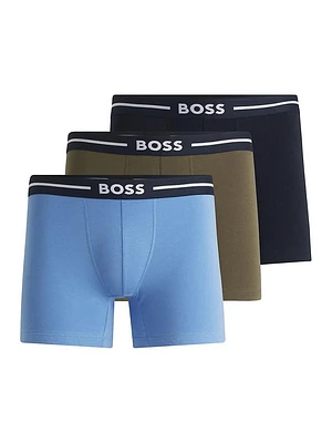 Three-Pack of Boxer Briefs with Logo Stripe Waistbands