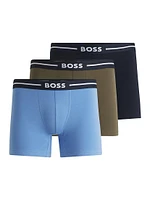 Three-Pack of Boxer Briefs with Logo Stripe Waistbands