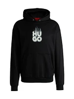 Cotton-Terry Hoodie with Stacked Smoke Logo Print