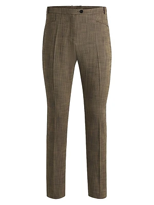 Relaxed-Fit Trousers Melange Stretch Sharkskin Fabric